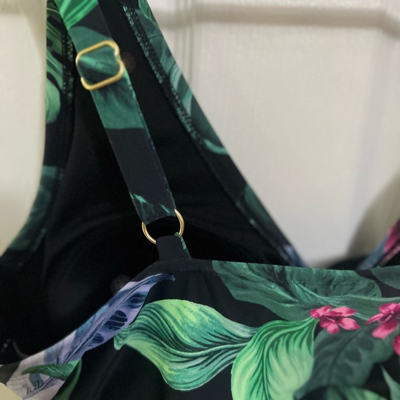 🔵 Women's Full Coverage Tummy Control Tie-Front One Piece Swimsuit NWT 18 - Picture 6 of 10